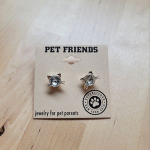 Cat Crystal Stud Earrings